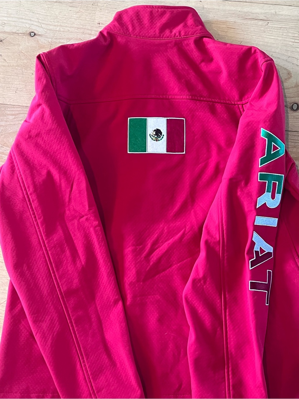 Ariat RedFull-Zip Softshell Jacket With Mexico Flag Embroidered on Back